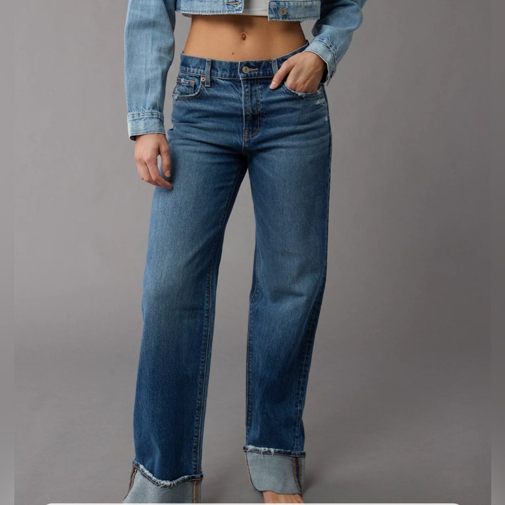 AE Strech Stovepipe Cuffed Jean